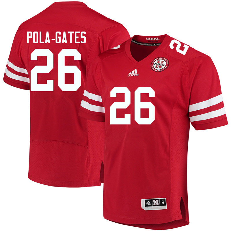 Men #26 Noa Pola-Gates Nebraska Cornhuskers College Football Jerseys Sale-Red